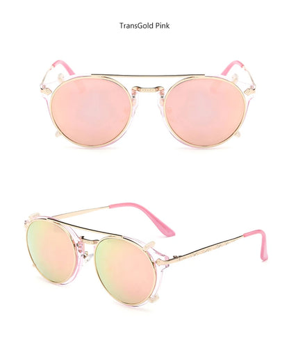 Gettuti Steampunk Round Clip-On Sunglasses | Festival Retro Goggles