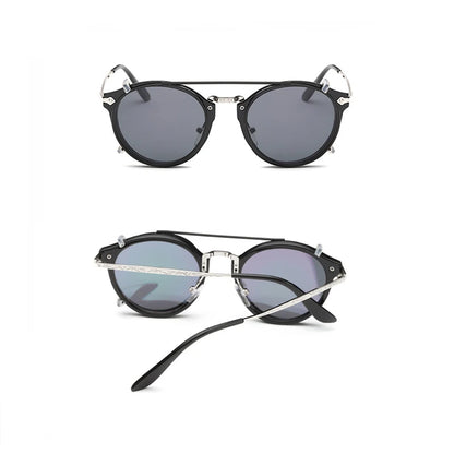 Gettuti Steampunk Round Clip-On Sunglasses | Festival Retro Goggles