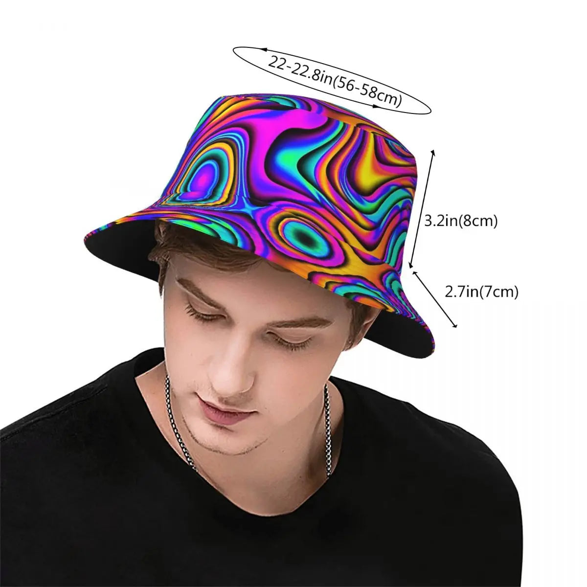Gettuti Psychedelic Neon Tie-Dye Bucket Hat