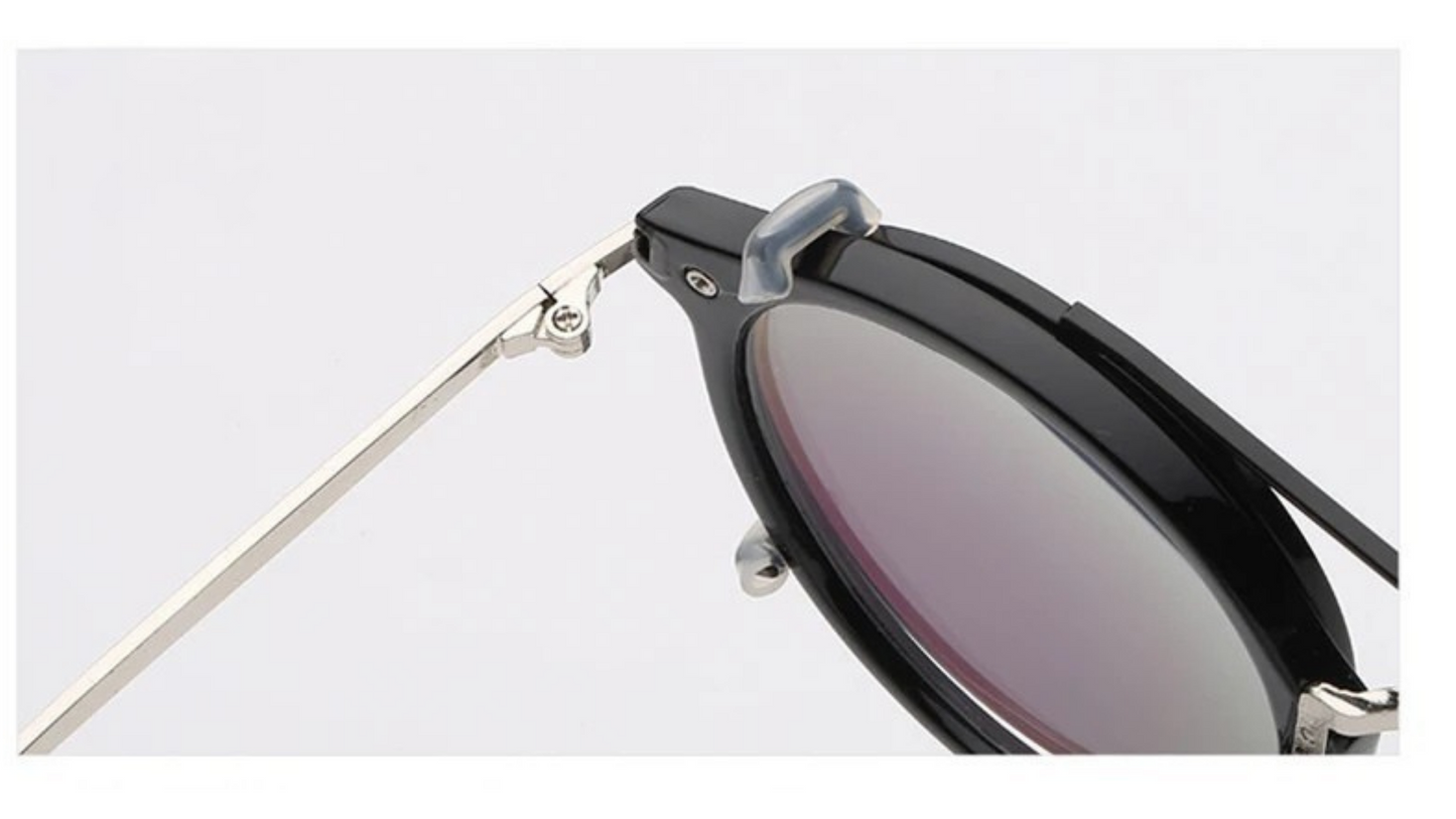 Gettuti Steampunk Round Clip-On Sunglasses | Festival Retro Goggles